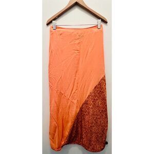 Iguana Women's Orange Wrap Midi Skirt M Bohemian Summer Casual
